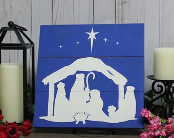 Nativity Scene, Christmas Decor, Christmas Sign, Wood Sign, Christmas, Holiday, Painted Sign