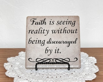 Faith Is Seeing Tile - Custom Vinyl Sign - Decorative Tile - Vinyl Sayings - Religious Gift - Inspirational - Encouragement