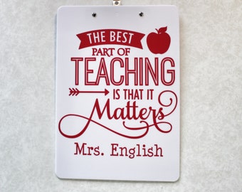 Teaching Matters, Personalized Teacher Gift, Teacher Appreciation, Teacher Gift, End of School Year, Back to School, Teacher Christmas Gift