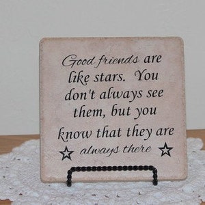 I buoni amici sono come le stelle Tile - Regalo di amicizia - Inspirational - Incoraggiamento - Piastrelle decorative - Dicendo in vinile - Segno di vinile - Segno di piastrelle