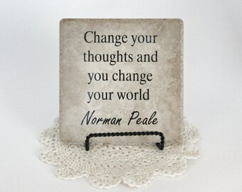 Change Your Thoughts Custom Tile - Vinyl Sayings - Vinyl Sign - Tile Sign - Vinyl Tile Sign - Motivational - Inspirational - Decroative Tile