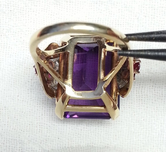 Vintage, 14K gold ring, 26ct purple amethyst, nat… - image 4