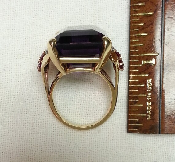 Vintage, 14K gold ring, 26ct purple amethyst, nat… - image 8