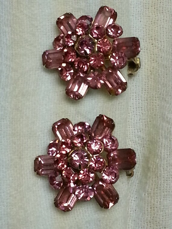 Vintage, Coro, pink rhinestone earrings, 1950-1960