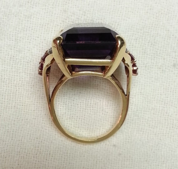 Vintage, 14K gold ring, 26ct purple amethyst, nat… - image 3