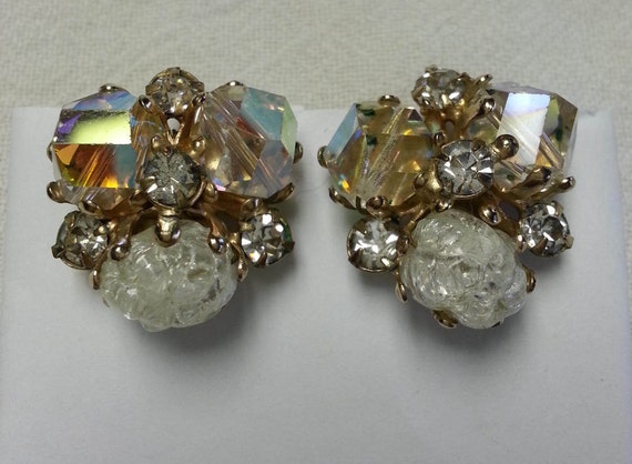 Vintage, Vogue, aurora borealis crystal beads, rh… - image 1