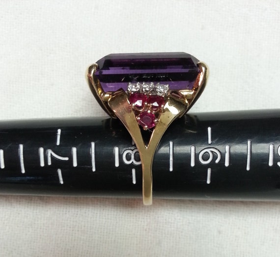 Vintage, 14K gold ring, 26ct purple amethyst, nat… - image 10