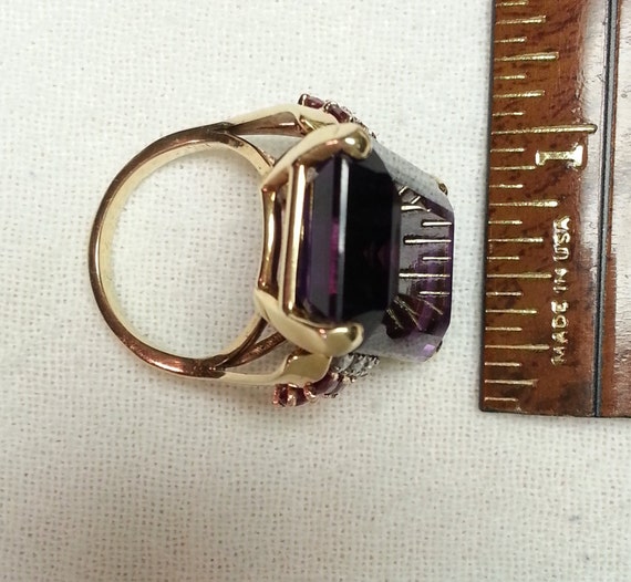 Vintage, 14K gold ring, 26ct purple amethyst, nat… - image 9