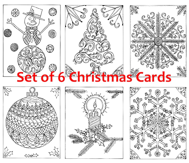 Colour Your Own Christmas Cards | Etsy
