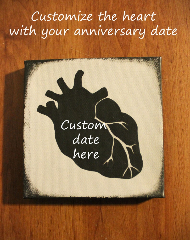 his and hers couples silhouette and customizable anniversary heart on canvas Frankenstein and Bride made for each other