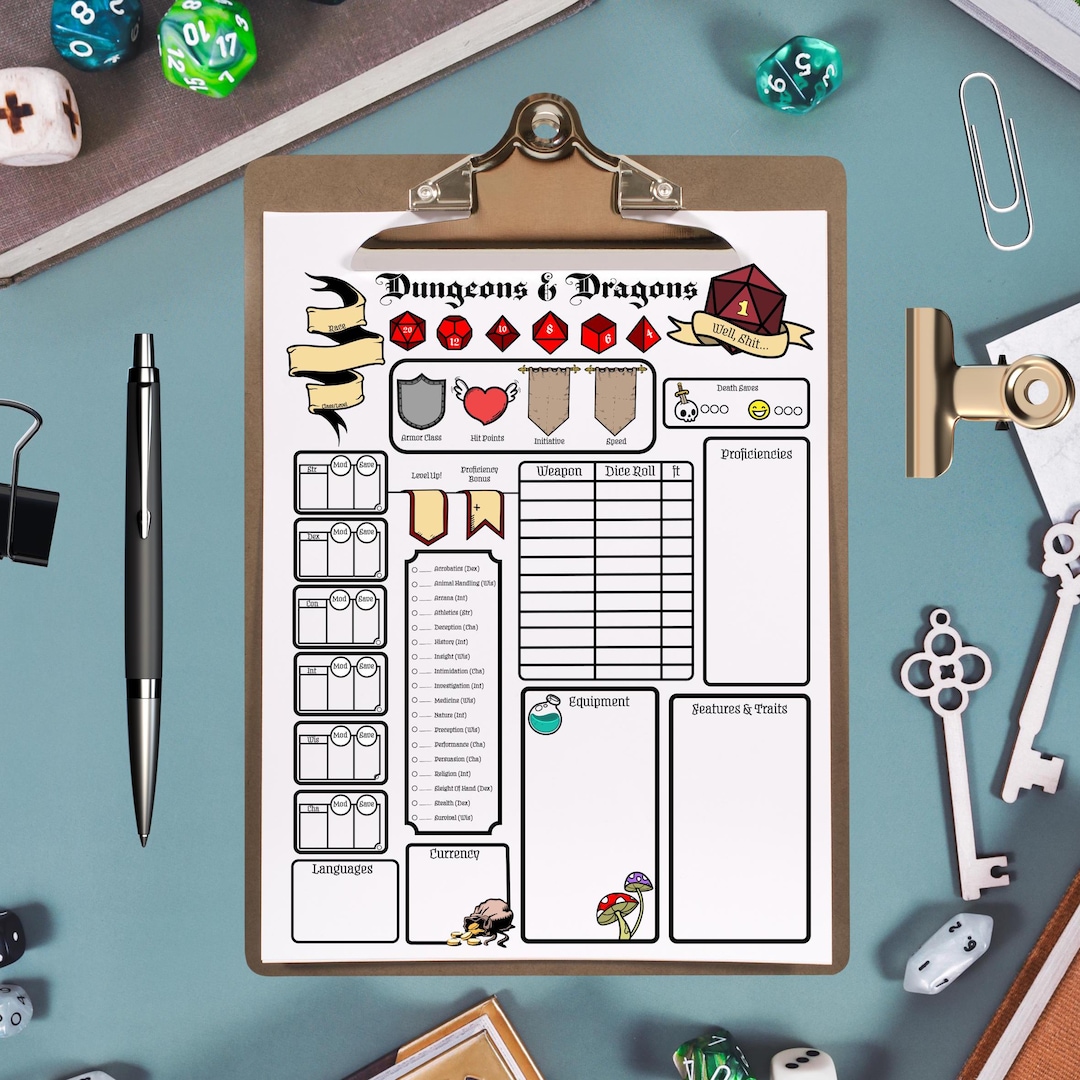Dungeons and Dragons Character Sheet PDF - Etsy