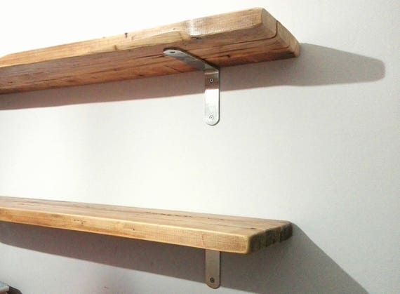 11 Deep Reclaimed Wood Shelves With Steel Brackets Image 0