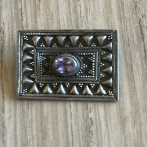 Arts & Crafts Handmade sterling silver and amethyst brooch, 925