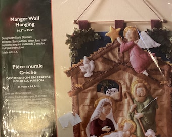 Weihnachtskrippe versiegelt Bucilla Krippe Wandbehang Kit 16,5 "X 25,5" #85331, mehrsprachig , 2006, Maria Stanziana