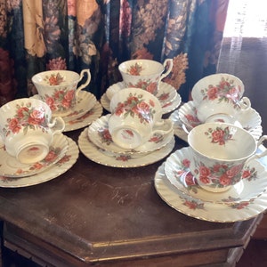 Reserved for S. Royal Albert Centennial Rose Trio, Cup, saucer, plate, made in England, Canada Centennial
