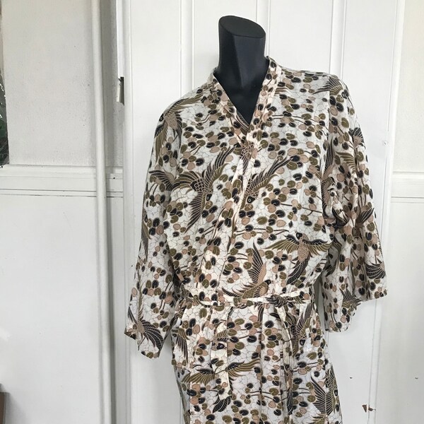 Vintage Batik Robe Mens Summer Funky Hippie Robe Dressing Gown, Kimono  Made in Java Indonesia