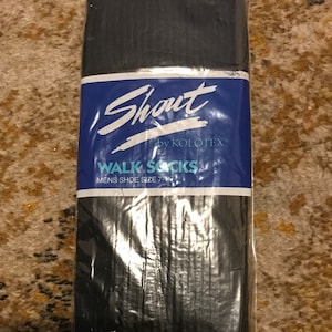 New 1980s Walk Socks, Shout! By Kolotex,  long, knee high, grandpa&#39;s walking, black size 7-11 cotton nylon  Made in Australia