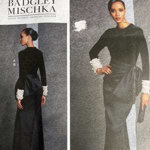 Badgley Mischka , Vogue American Designer, V1605 Evening Maxi Skirt and Top, Uncut Factory Folded  Size A5 6-8-10-12-14 Bust  30 1/2&quot; to 36&quot;