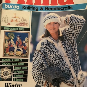 Anna Burda Knitting & Needlecrafts Magazine November 1986, crochet lace inserts course, hardanger, bobbin laces, painting, craftwork