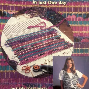 Vintage 1996 Learn to Do Pinweaving Carly Poggemeyer Book, Retro American School of Needlework Small Frame Loom Weaving Pattern Guide