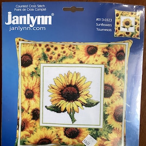 Sunflowers Counted Cross Stitch Kit #013-0323  Janlynn new unopened, multi lingual