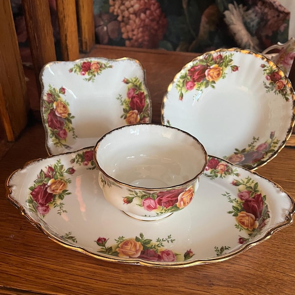 Piatto da portata vintage Royal Albert Old Country Roses in porcellana ossea, zuccheriera, piatto rotondo, piatto quadrato, prodotto in Inghilterra