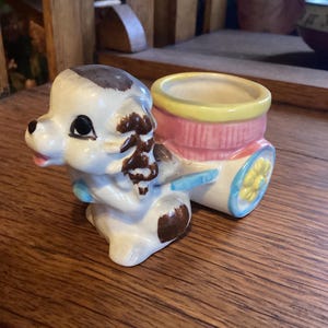 Vintage Puppy Pulling Cart Egg Cup Vintage Puppy Pulling Cart Egg Cup
