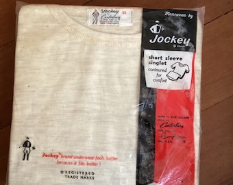 1960’s Coopers USA , Jockey Knit Short Sleeved Singlet, Vest,  New in packet, OS 40",  Made by Canterbury in New Zealand