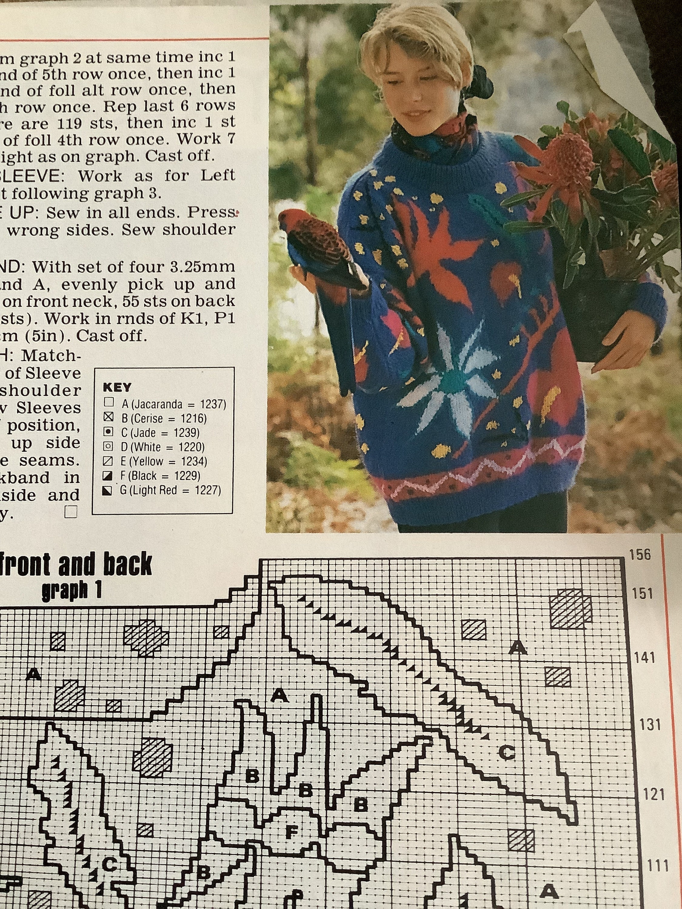 Jenny Kee Sweater Knitting Pattern Floral Oz Knitting - Etsy