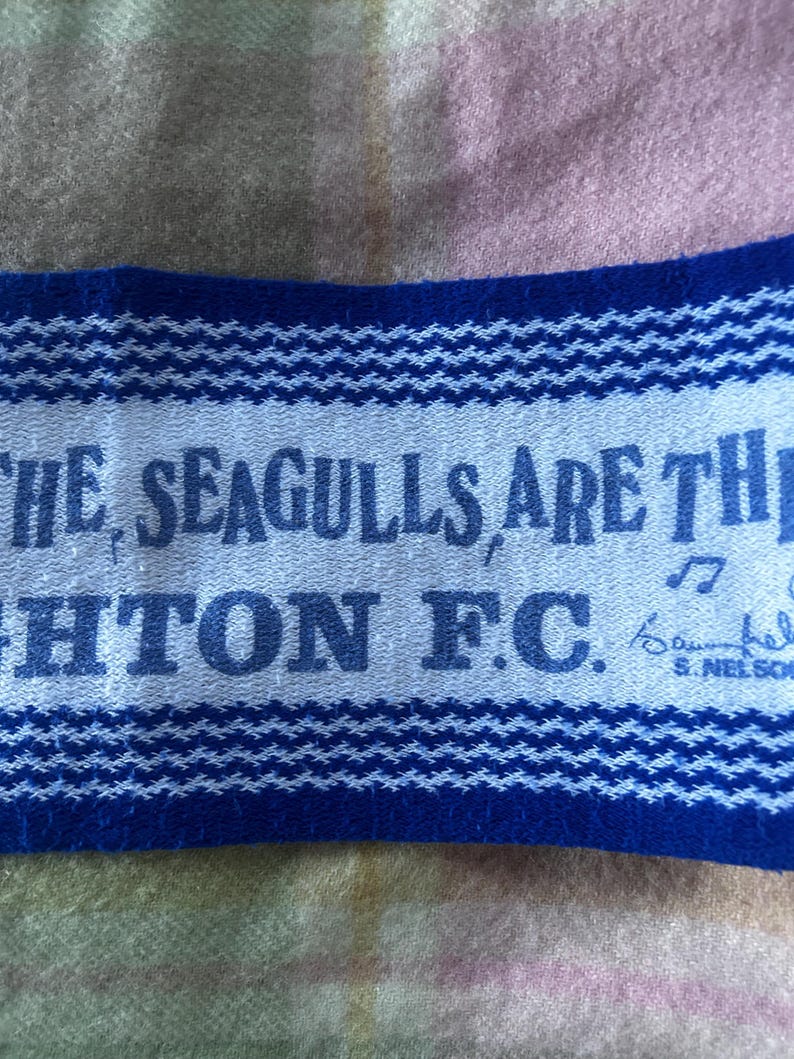 Vintage Brighton & Hove Albion 1983 FA Cup Final Scarf • Retro Seagulls Football Memorabilia • Wembley 1983 Soccer merch printed Signatures image 5