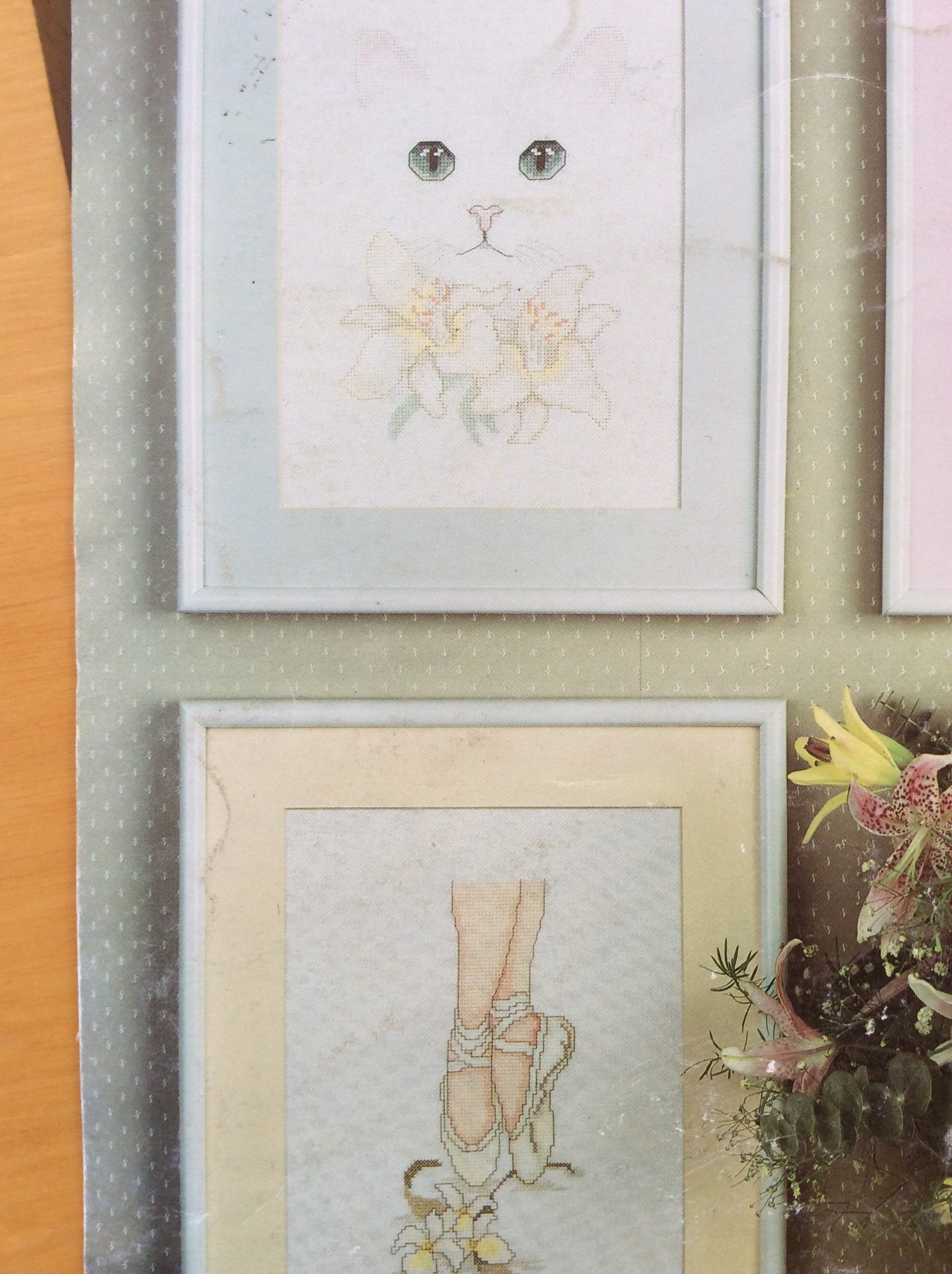 the little ballerina cross stitch 4 charts kitten with ballet shoe, cat and flowers ballerina, point shoes, harrison