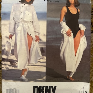 DKNY Donna Karan New York Vogue American Designer Pattern 2897 Loose dress, body suit, Uncut Factory Folded Bust  40”- 44”