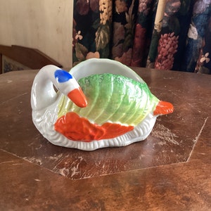 Handpainted Swan Lustre Vase Planter made in Japan ,mid century kitsch