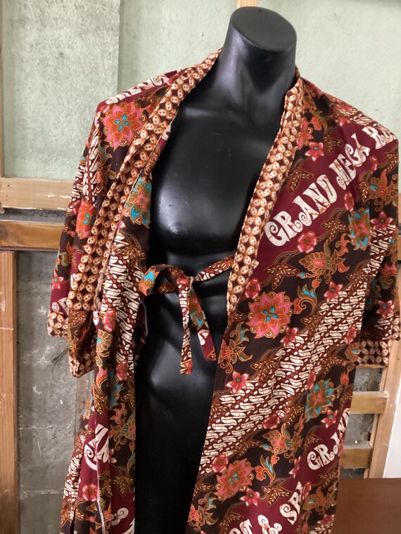 1970's Mens Summer Funky Balinese Batik Robe, Dressing Gown