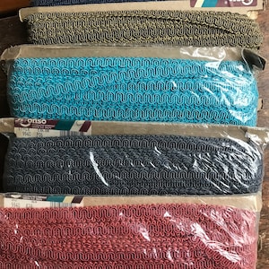 Conso 1/2" Gimp 36yds, style 9940, French Scroll, Cotton Acetate , bekleding trim, L28, M74, P06, K28, M56, Made in USA