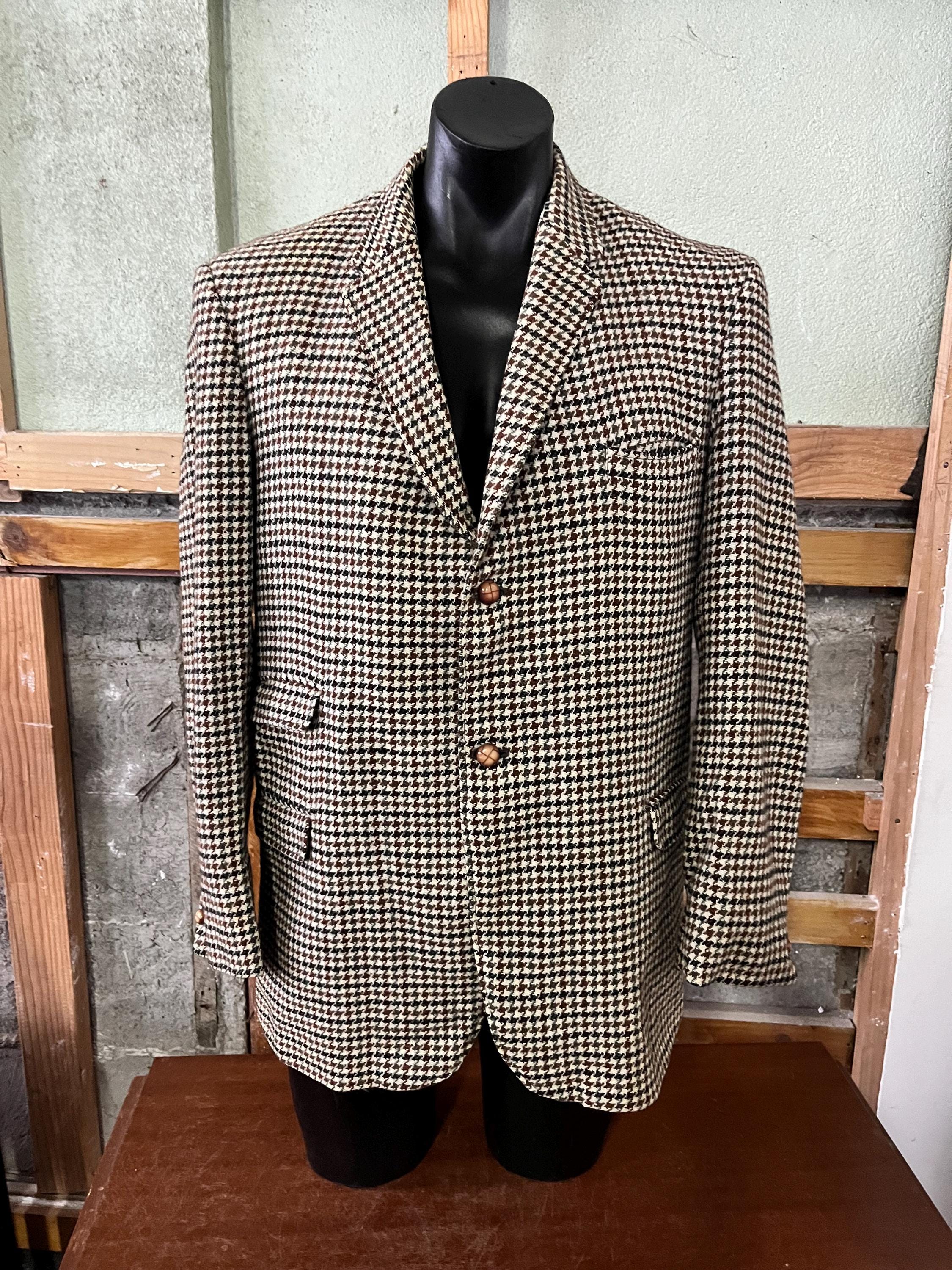 Blazer vintage en tweed Harris marron des années 80 - Taille homme L - France