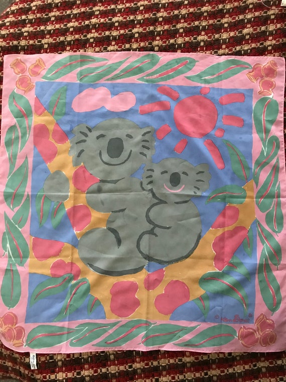 Rare Ken Done Scarf Mama and Baby Koalas backgroun
