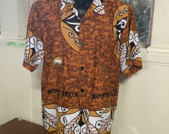 Vintage Kiwi Shirt Pacific Motif, cotton, Aotearoa, New Zealand,  Pacifica, XL