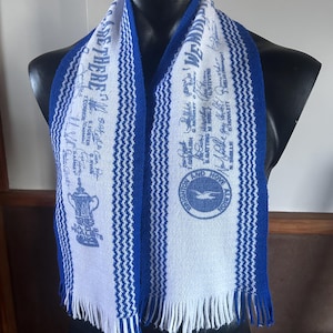 Vintage Brighton & Hove Albion 1983 FA Cup Final Scarf • Retro Seagulls Football Memorabilia • Wembley 1983 Soccer merch printed Signatures image 1
