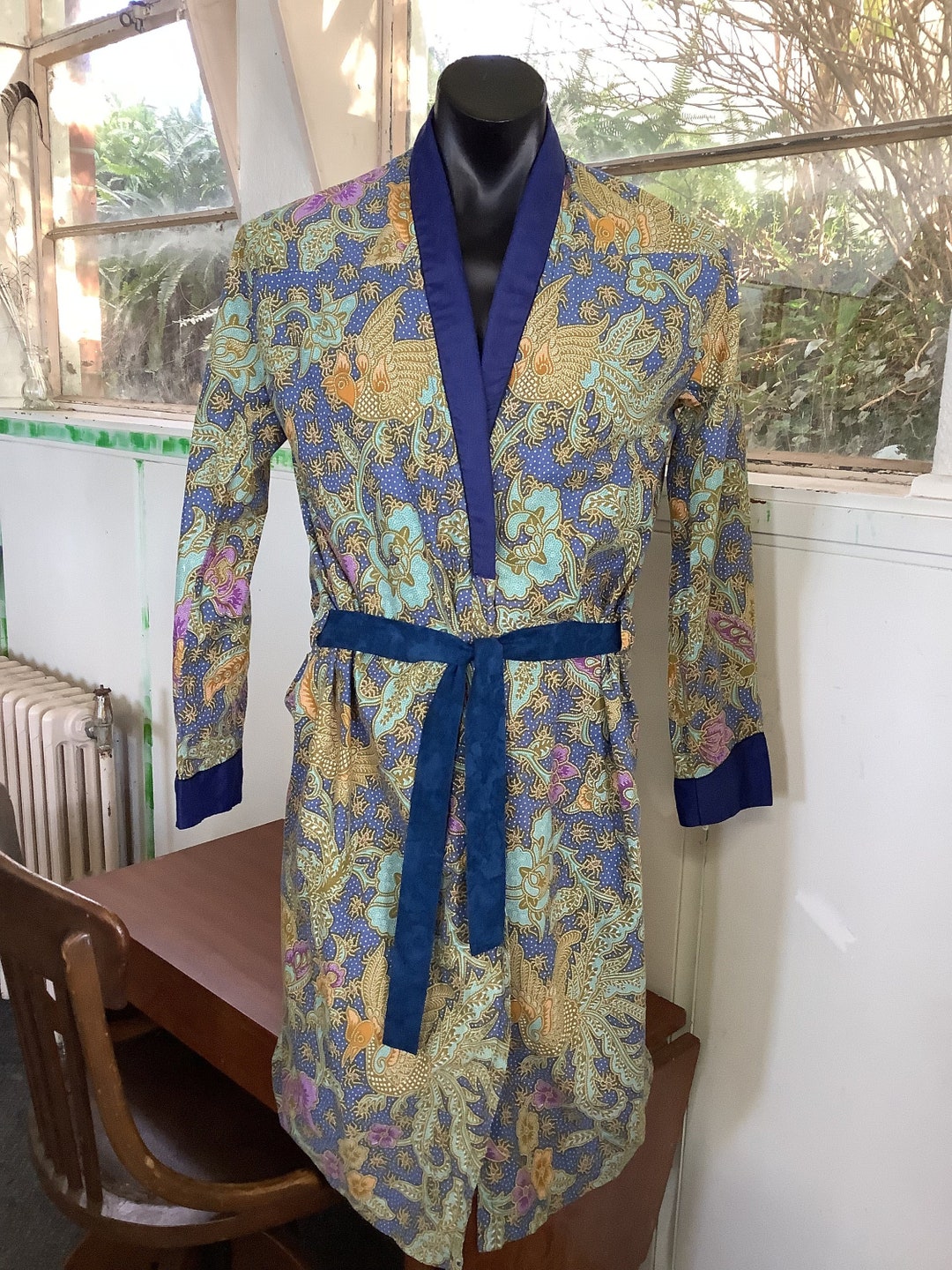 Vintage Batik Robe Mens Summer Robe Dressing Gown,made in Indonesia Etsy