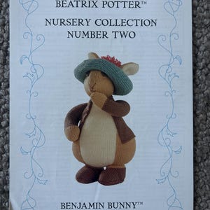 Patrón de punto para el juguete del conejito Benjamin, Alan Dart, Colección infantil número dos de Beatrix Potter