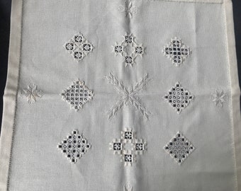 Handworked Hardanger Sampler Centrepiece Square doily, suit cushion cover