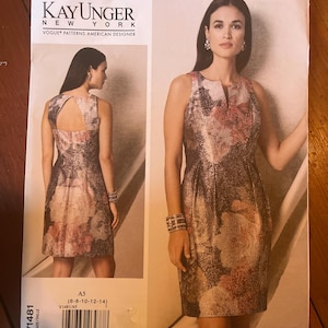 Vogue Pattern V1481 Kay Unger New York  Vogue American  Designer  , Uncut Factory Folded Bust  30 1/2”- 36”