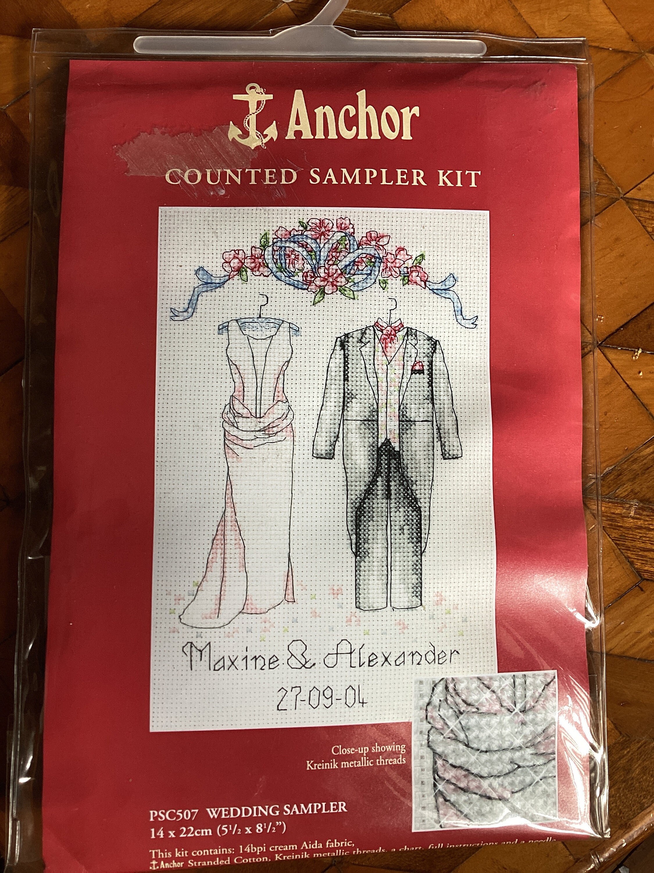 Wedding Sampler Counted Sampler Kit, Anchor Cross Stitch New Kit PSC507 ...
