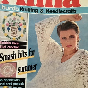 Anna Burda Knitting & Needlecrafts Magazine July 1986, bobbin lace, crochet lace, 56 projects