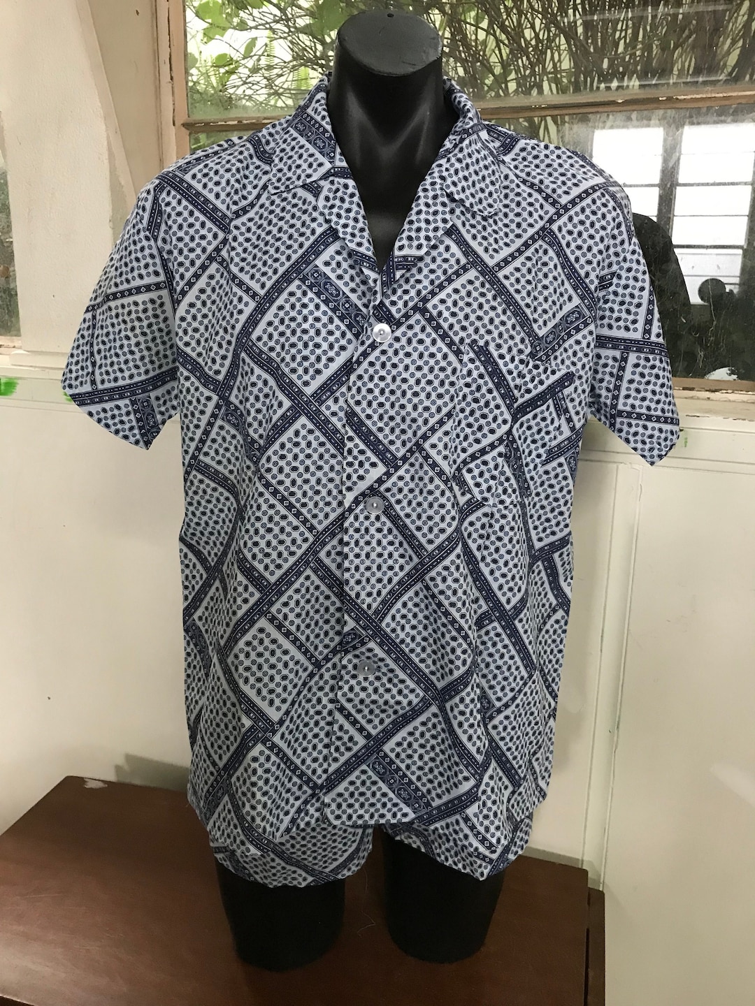 New 1970's Vintage Mens Summer Pajamas Pyjamas Pjs Set , Short Sleeve