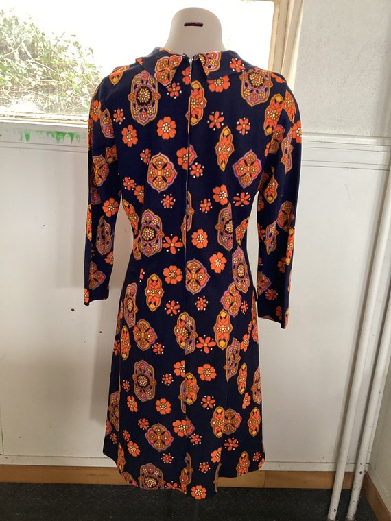 1970s funky bohemian dress, orange blue boho , Ma… - image 6