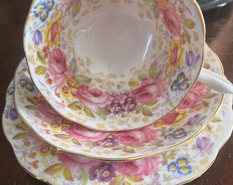 Royal Albert Serena Trio, Cup, saucer, plate, made in England,
