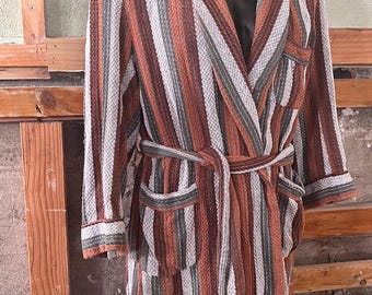 1960 s Vintage Swimming Robe Mens Short Mod Continental Striped Beach or Bath Robe Made by Klipper in New Zealand Dressing Gown Etsy