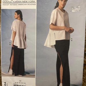 Donna Karen Vogue Pattern  V1454 , loose fitting top, skirt , easy Uncut Sizes 6-14, 2015